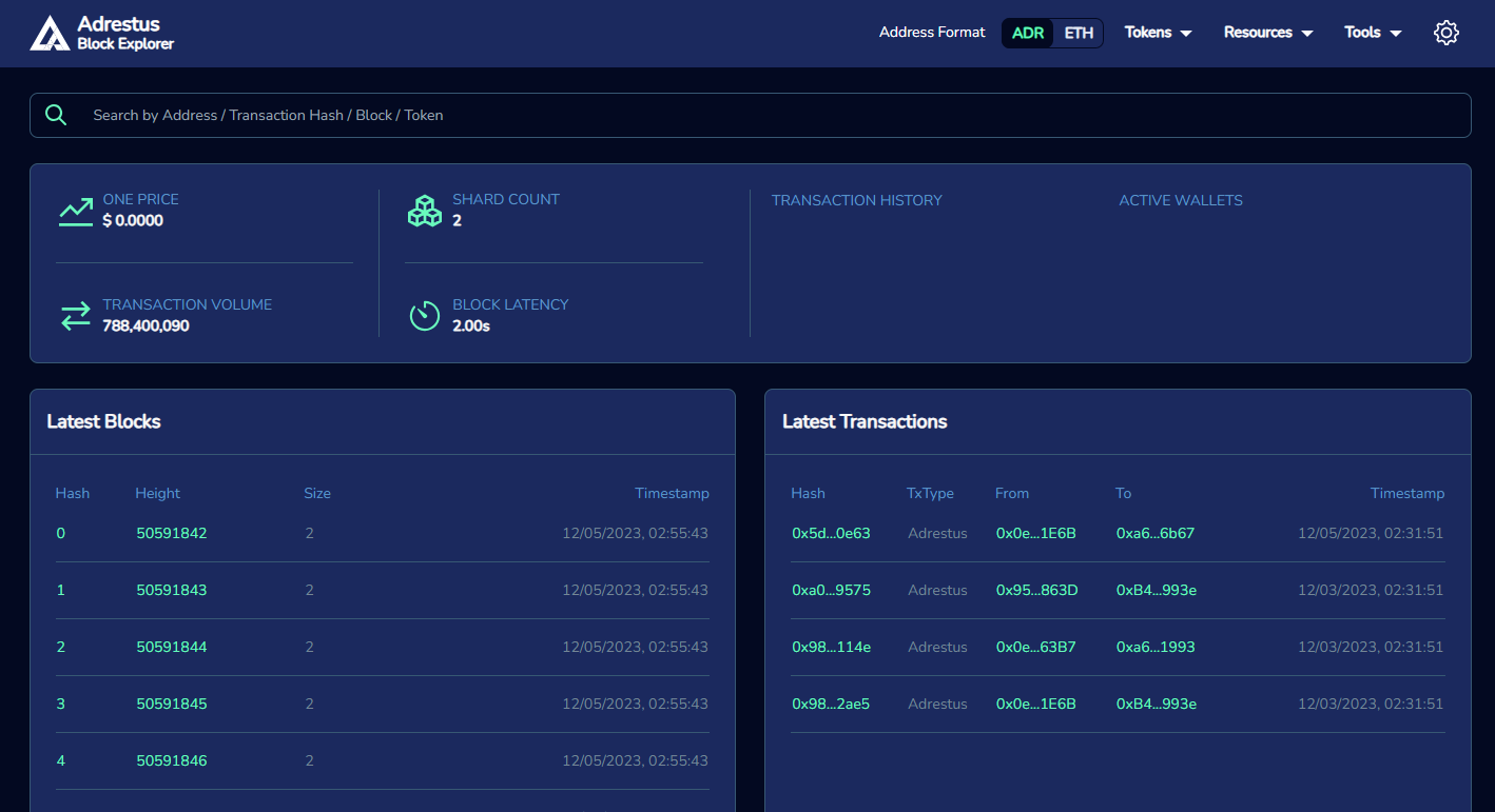 Adrestus Block Explorer